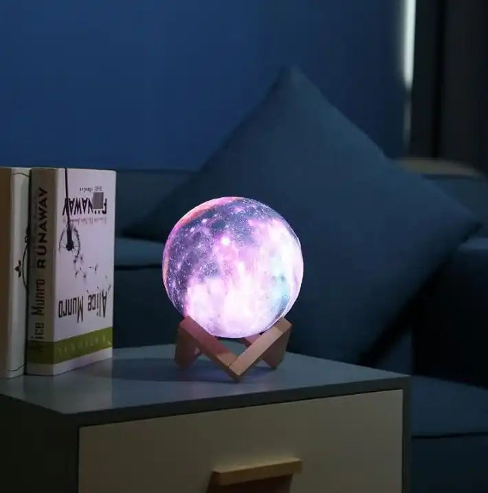 Novera Space 3D Galaxy Moon Lamp – 16 Color LED Rechargeable Night Light with Stand