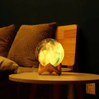 Novera Space 3D Galaxy Moon Lamp – 16 Color LED Rechargeable Night Light with Stand
