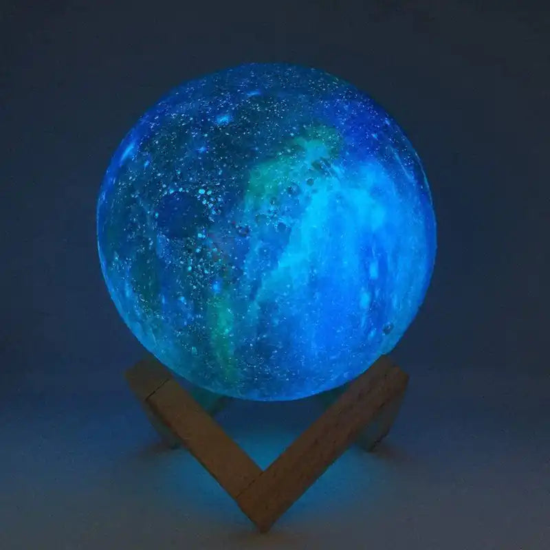 Novera Space 3D Galaxy Moon Lamp – 16 Color LED Rechargeable Night Light with Stand