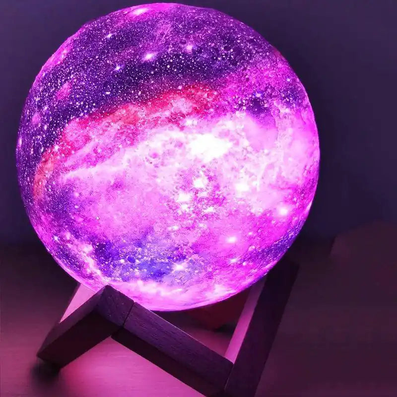 Novera Space 3D Galaxy Moon Lamp – 16 Color LED Rechargeable Night Light with Stand