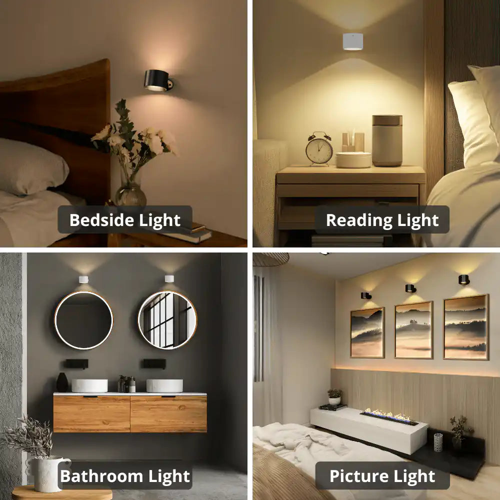 Novera Space Magnetic Rechargeable LED Wall Sconce – 360° Rotatable Dimmable Reading Lamp