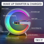 Novera Space 4-in-1 Smart Atmosphere Lamp – Fast Wireless Charger & Sunrise Alarm Clock
