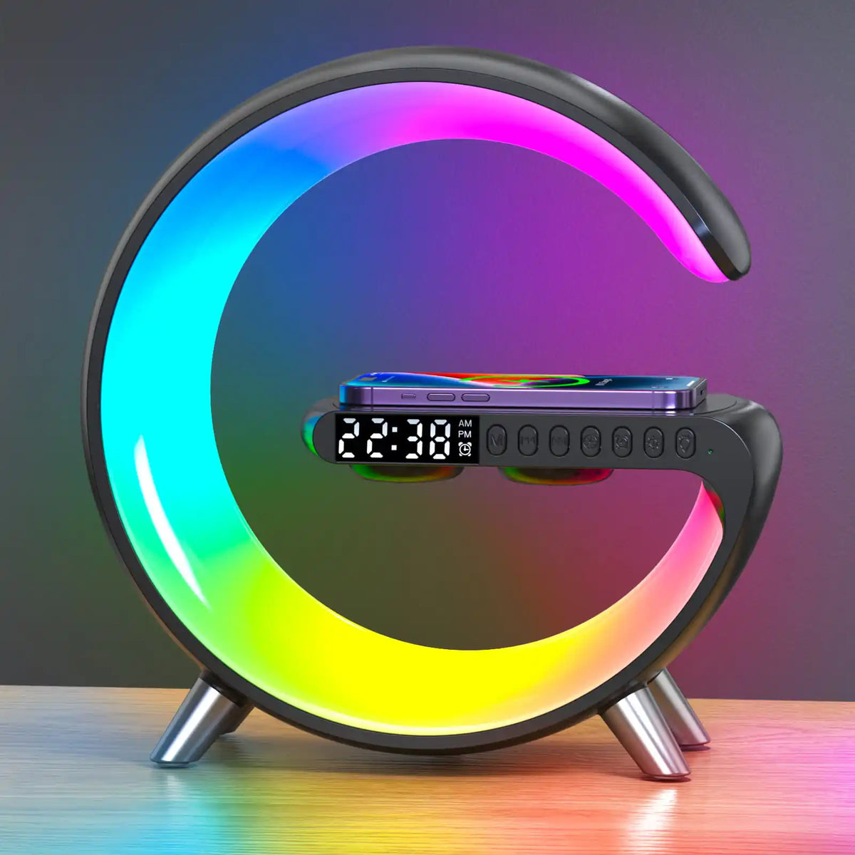 Novera Space 4-in-1 Smart Atmosphere Lamp – Fast Wireless Charger & Sunrise Alarm Clock