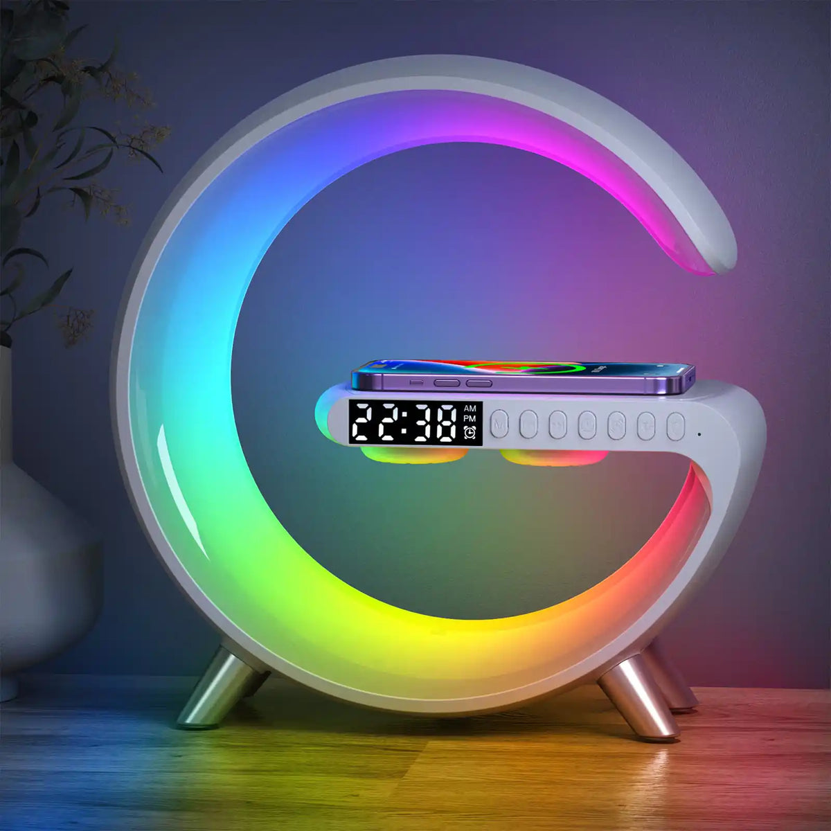 Novera Space 4-in-1 Smart Atmosphere Lamp – Fast Wireless Charger & Sunrise Alarm Clock